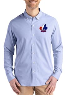 Cutter and Buck Washington Nationals Mens Navy Blue Cooperstown Epic Confidence Pinstripe Long Sle..