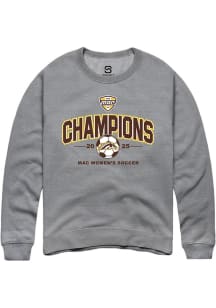 Summit Sportswear Western Michigan Broncos Mens Graphite 2025 MAC Soccer Champions Long Sleeve Cre..