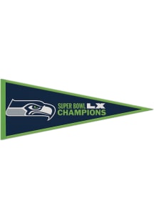 Seattle Seahawks 2025 Super Bowl LX Champions 13 x 32 Wool Pennant - Navy Blue