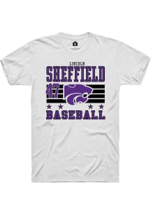 Lincoln Sheffield  K-State Wildcats White Rally NIL Striped Short Sleeve T Shirt
