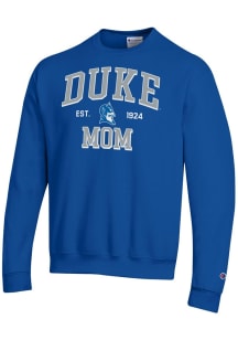 Champion Duke Blue Devils Mens Blue EST Date Mom Powerblend Long Sleeve Crew Sweatshirt