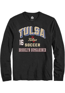 brooklyn bumgardner Tulsa Golden Hurricane Black NIL Arch Logo Long Sleeve Player T Shirt