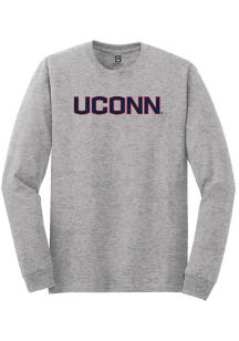 Summit Sportswear UConn Huskies Grey Straight Block Long Sleeve T Shirt