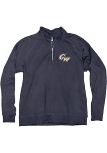Blue 84 George Washington Revolutionaries Womens Navy Blue Sanded Fleece Qtr Zip