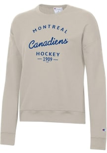 Champion Montreal Canadiens Womens Oatmeal Arch Script Powerblend Crew Sweatshirt