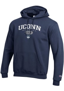 Champion UConn Huskies Mens Navy Blue Dad Pill Powerblend Long Sleeve Hoodie