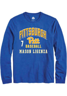 Mason Ligenza Pitt Panthers Blue NIL Arch Logo Long Sleeve Player T Shirt