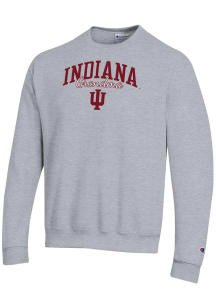 Champion Indiana Hoosiers Mens Grey Grandma Script Powerblend Long Sleeve Crew Sweatshirt