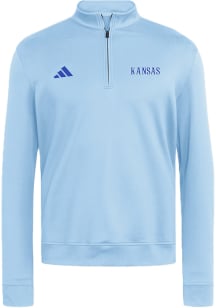 Adidas Kansas Jayhawks Mens Light Blue Ultimate 365 Cozy Long Sleeve Qtr Zip Pullover