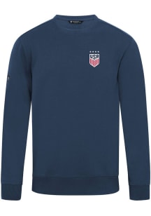 Levelwear USWNT Mens Navy Blue Zane LIT Long Sleeve Crew Sweatshirt