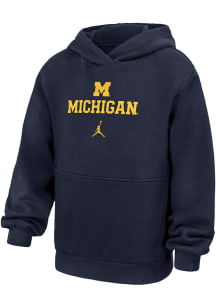 Nike Michigan Wolverines Youth Navy Blue Logo Wordmark Jordan Long Sleeve Hoodie