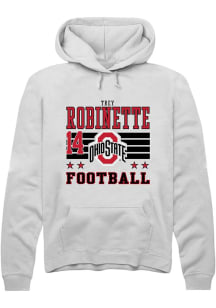 Trey Robinette Ohio State Buckeyes Mens White Football NIL Striped Player Hood