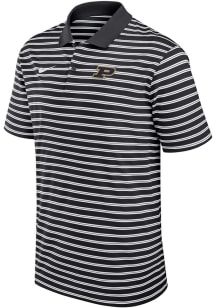 Nike Purdue Boilermakers Mens Black Primary Logo Stripe Short Sleeve Polo