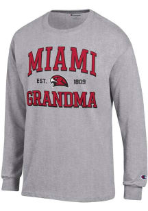 Champion Miami RedHawks Grey Est. Date Grandma Jersey Long Sleeve T Shirt