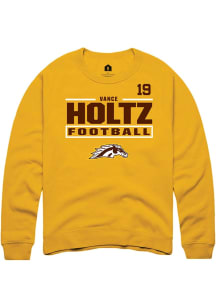 Vance Holtz Western Michigan Broncos Mens Gold Football NIL Stacked Box Player Crew