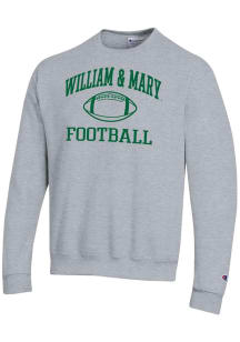 Champion William & Mary Tribe Mens Grey Football Football Powerblend Long Sleeve Crew Sweatshirt