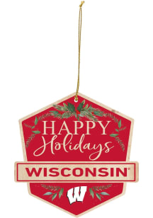 Wisconsin Badgers Badge Ornament - Red