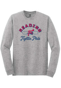 Summit Sportswear Reading Fightin Phils Grey Vintage Arch Script Long Sleeve T Shirt