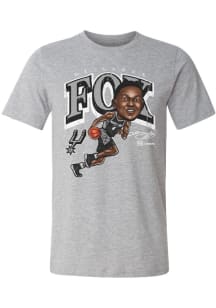 De'Aaron Fox San Antonio Spurs Grey Cartoon Short Sleeve Fashion Player T Shirt