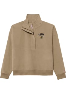 Iowa Hawkeyes Womens Khaki Corded Half Zip Qtr Zip