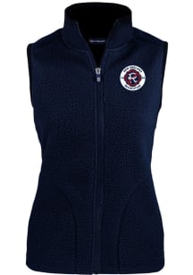 Cutter and Buck New England Revolution Womens Navy Blue Cascade Sherpa Vest