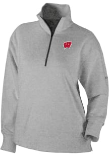 Columbia Wisconsin Badgers Womens Grey Heat Seal Omni Wick Birchwood Hills Qtr Zip