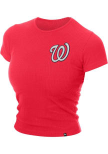 New Era Washington Nationals Womens Red Babydoll Short Sleeve T-Shirt