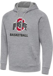 Antigua Ohio State Buckeyes Mens Grey Heather Basketball Victory Long Sleeve Hoodie