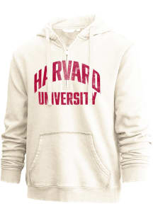 Harvard Crimson Mens Ivory Arched Team Name Long Sleeve Hoodie