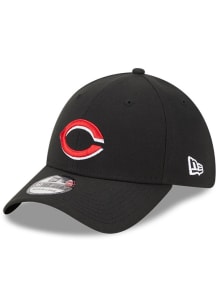 New Era Cincinnati Reds Mens Black Evergreen 39THIRTY Flex Hat