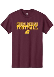 Summit Sportswear Central Michigan Chippewas Maroon Stacked Football Short Sleeve T Shirt