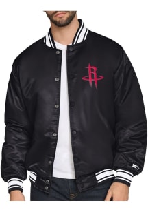 Starter Houston Rockets Mens Black Triangle Satin Varisty Medium Weight Jacket