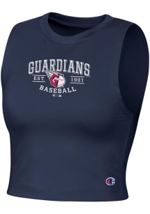 Champion Cleveland Guardians Womens Navy Blue Inline Crop Tank Top