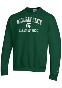 Champion Michigan State Spartans Mens Green Class of 2025 Text Powerblend Long Sleeve Crew Sweatsh..