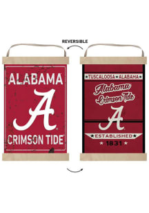 KH Sports Fan Alabama Crimson Tide Faux Rusted Reversible Banner Sign - Red