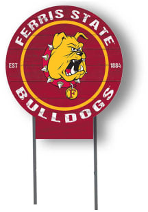 Ferris State Bulldogs KH Sports Fan 20x20 Color Logo Circle Yard Sign - Red