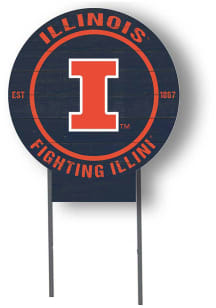 Illinois Fighting Illini KH Sports Fan 20x20 Color Logo Circle Yard Sign - Orange
