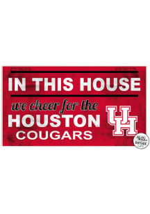 KH Sports Fan Houston Cougars 20x11 Indoor Outdoor In This House Sign - Red