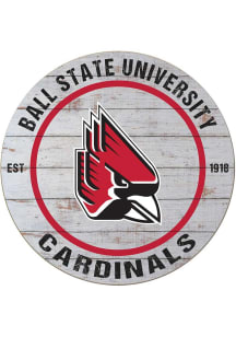 KH Sports Fan Ball State Cardinals 20x20 Weathered Circle Sign - Grey