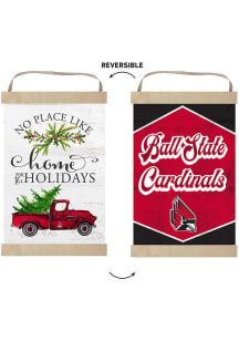 KH Sports Fan Ball State Cardinals Holiday Reversible Banner Sign - White