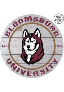 KH Sports Fan Bloomsburg University Huskies 20x20 In Out Weathered Circle Sign - Grey