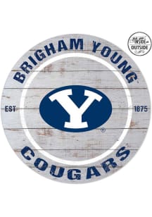 KH Sports Fan BYU Cougars 20x20 In Out Weathered Circle Sign - Grey