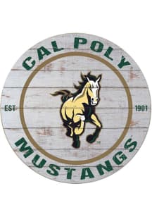 KH Sports Fan Cal Poly Mustangs 20x20 Weathered Circle Sign - Grey
