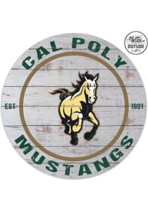 KH Sports Fan Cal Poly Mustangs 20x20 In Out Weathered Circle Sign - Grey
