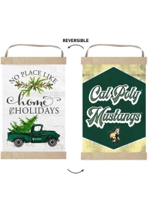 KH Sports Fan Cal Poly Mustangs Holiday Reversible Banner Sign - White