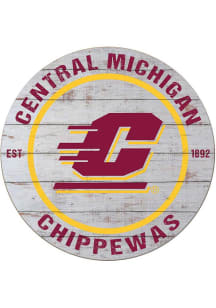 KH Sports Fan Central Michigan Chippewas 20x20 Weathered Circle Sign - Grey