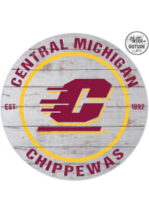 KH Sports Fan Central Michigan Chippewas 20x20 In Out Weathered Circle Sign - Grey