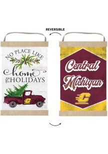 KH Sports Fan Central Michigan Chippewas Holiday Reversible Banner Sign - White