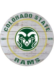 KH Sports Fan Colorado State Rams 20x20 Weathered Circle Sign - Grey