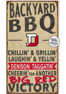 KH Sports Fan Denison Big Red 11x20 Indoor Outdoor BBQ Sign - Tan
